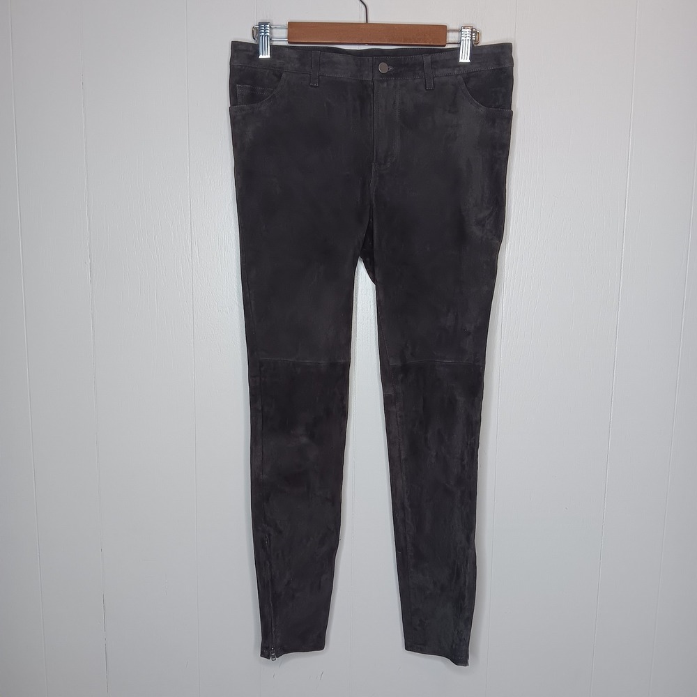 Rebecca Minkoff Philly Pants Womens Size 6 Black Lamb Suede Skinny Leg Ankle Zip